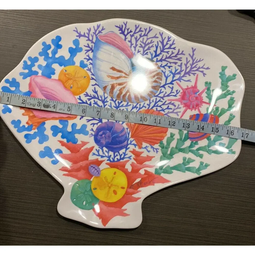 P. Brent Designed‎ Coral-Shaped Sea Life Melamine Platter 14” x 16-1/2”